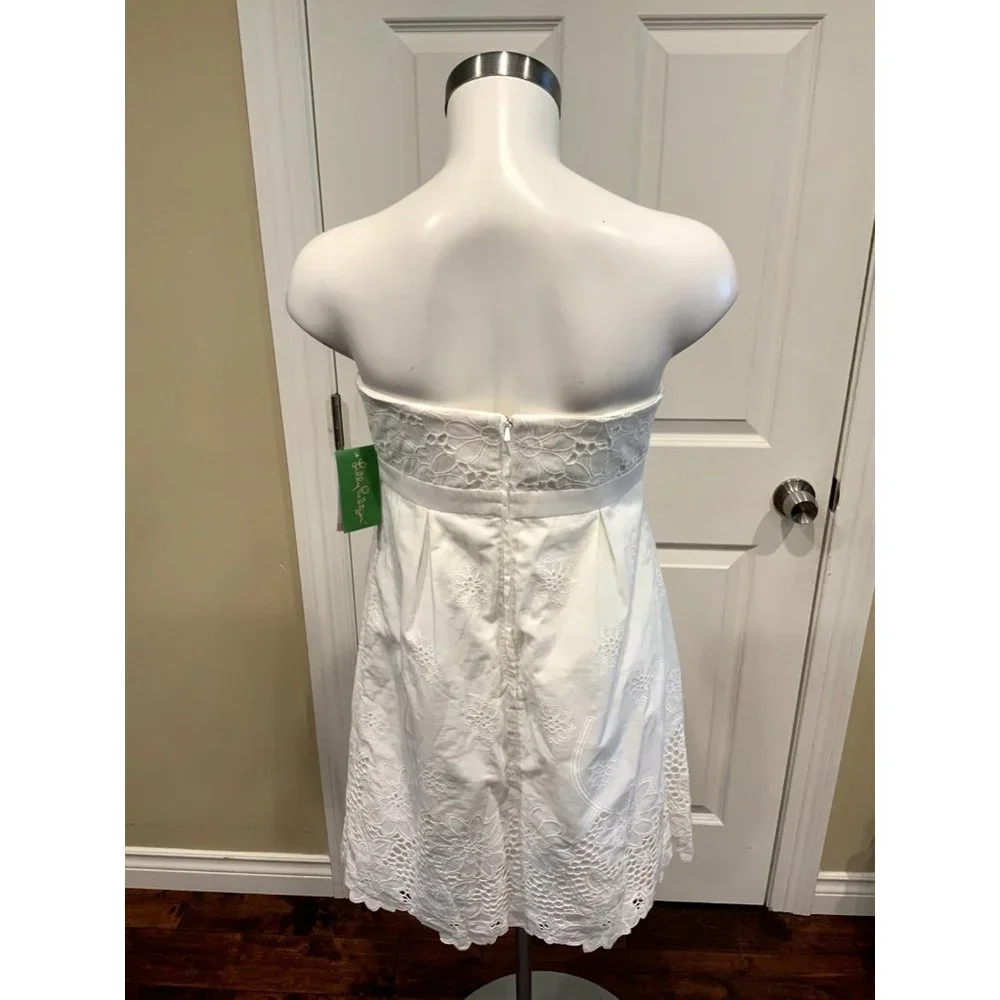 Lilly Pulitzer White "Betsey" Eyelet Strapless Mini Dress, Size 4, NWT! - Picture 6 of 8